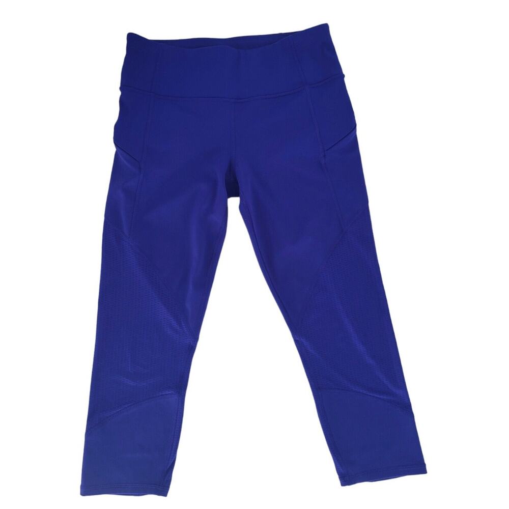 Athleta Purple Crop Leggings Small Mesh Pocket Running Yoga Gymcore Athleisure